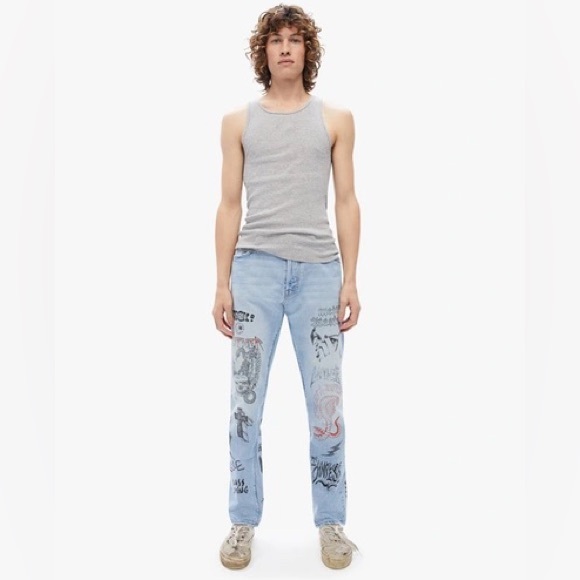 MOTHER Other - MOTHER MR the Chaser Jeans Bloodshot Eyes Metal Graffiti size 34 NWT